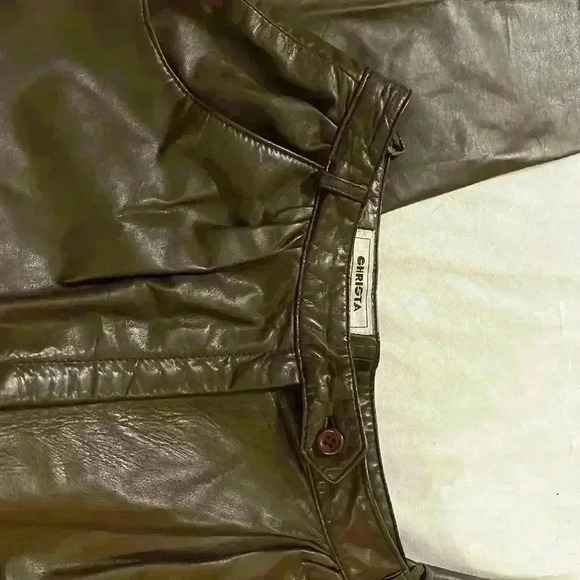 Christa,100% Leather pants. Brown,good condition.Waist 28”,Rise 13”,Inseam 27.5” - Picture 4 of 8